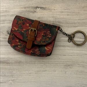 Patricia Nash Floral Clutch with Keychain - Red and Brown